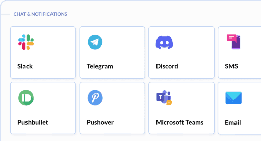 Screenshot of messaging services