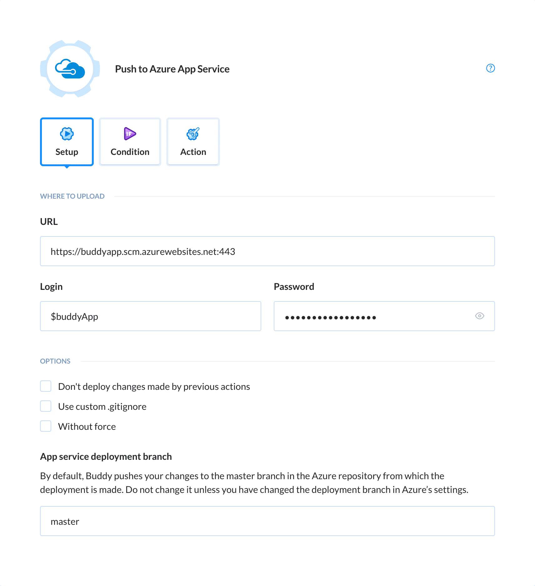 Preview Azure App Service action