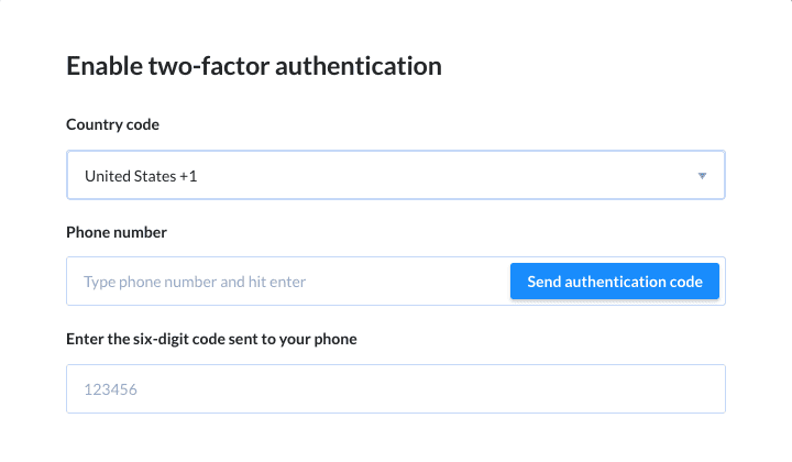 Setting up SMS authentication