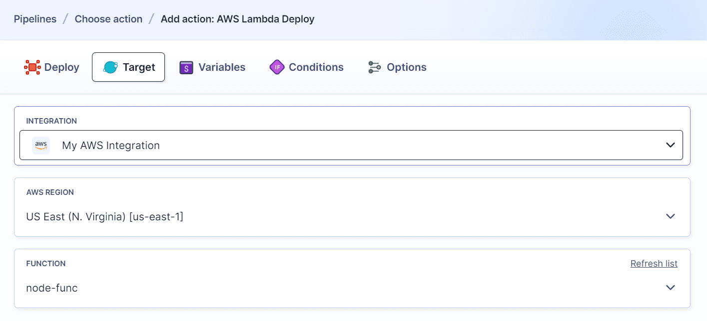 AWS Lambda Deploy configuration