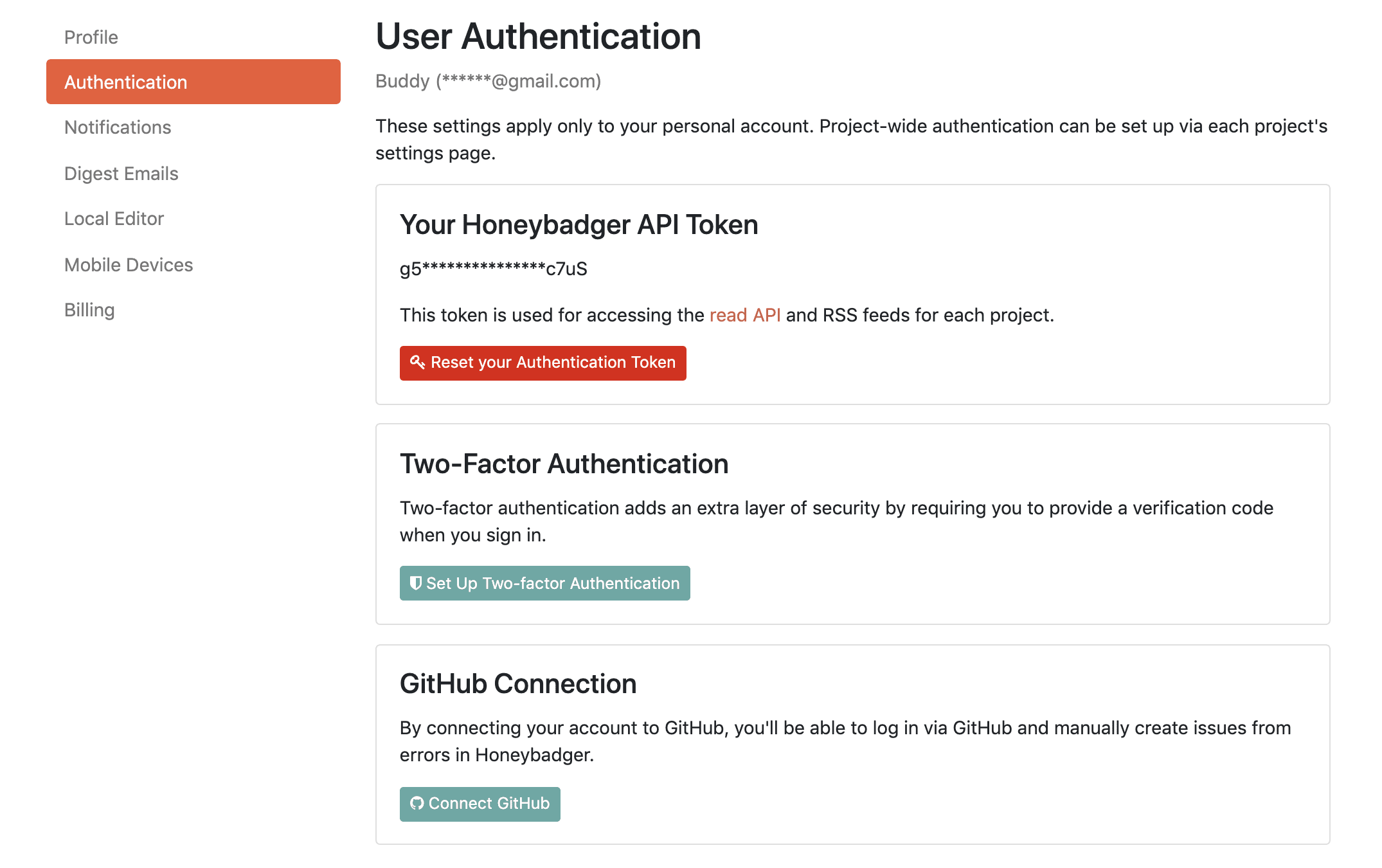 Honeybadger Authentication