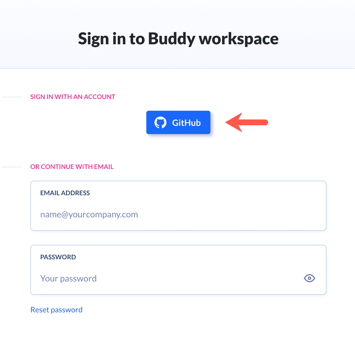 Sign in with GitHub button