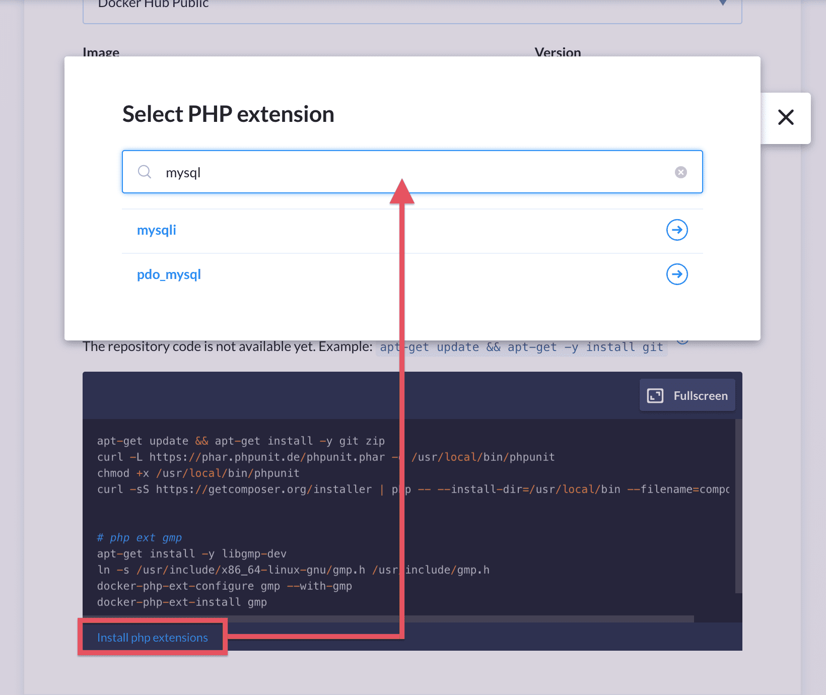 Selecting PHP extension