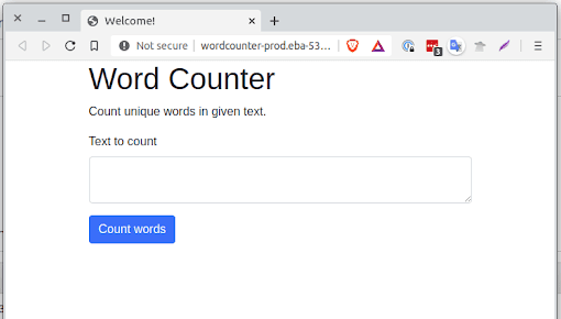 A fully deployed Word Counter application