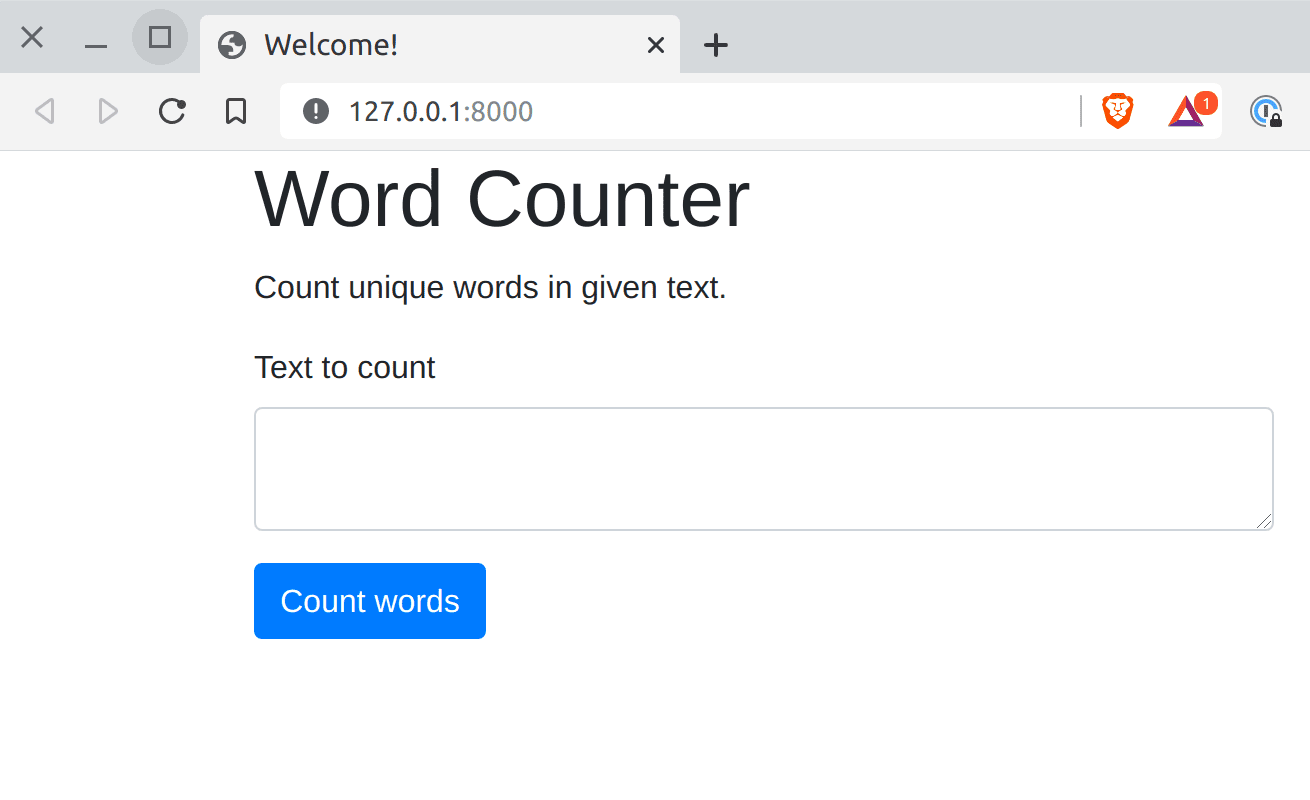 Word Counter with subtitle and form