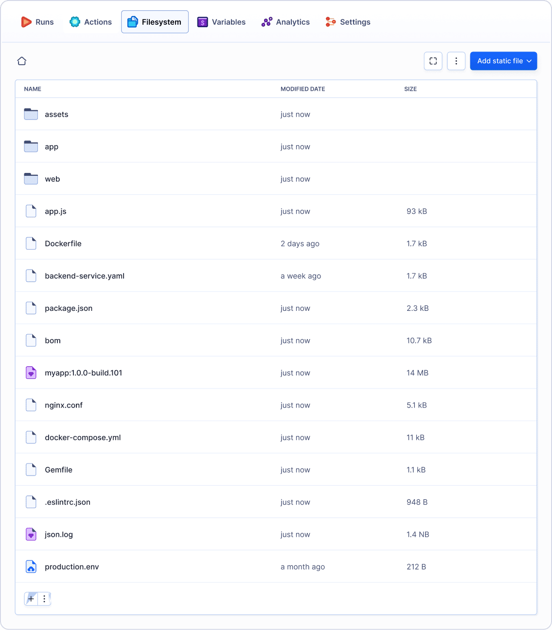 Pipeline filesystem