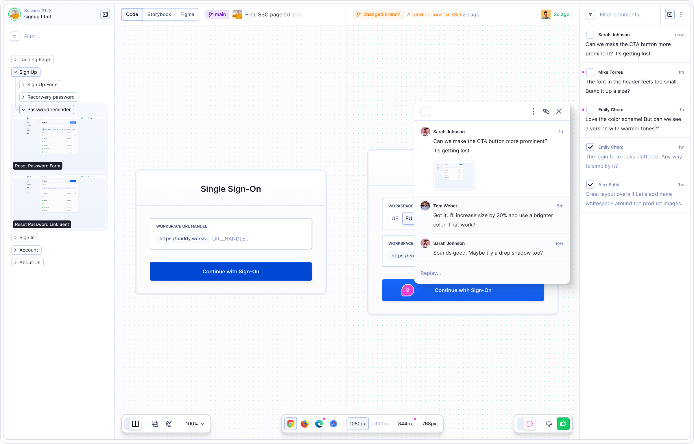 Visual tests snapshot diff