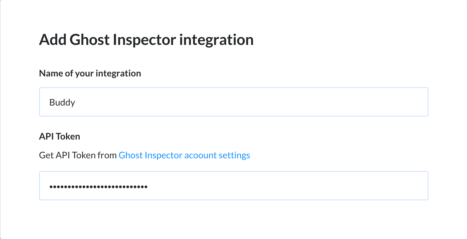 Preview Ghost Inspector action, tab Integration