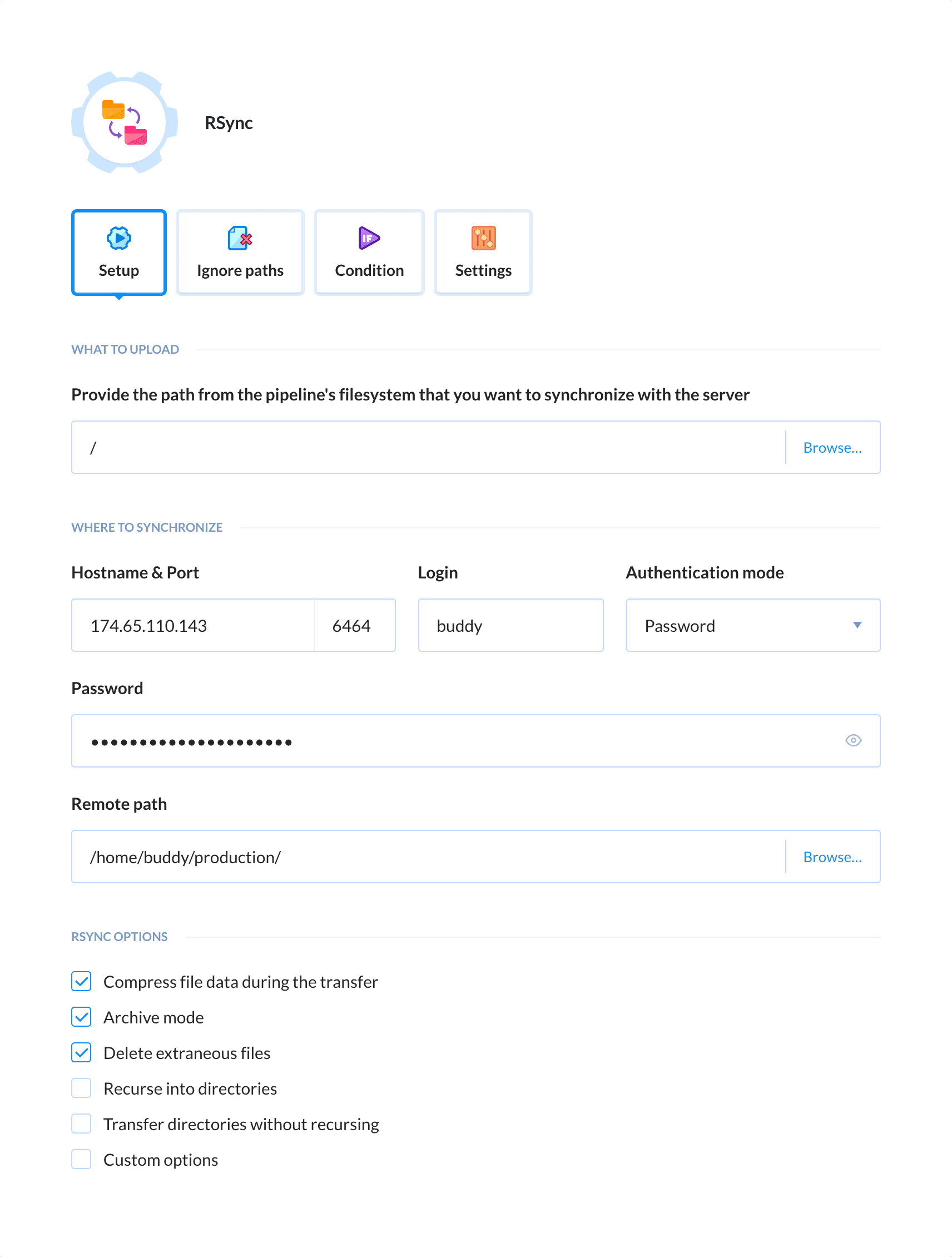 Preview Rsync action