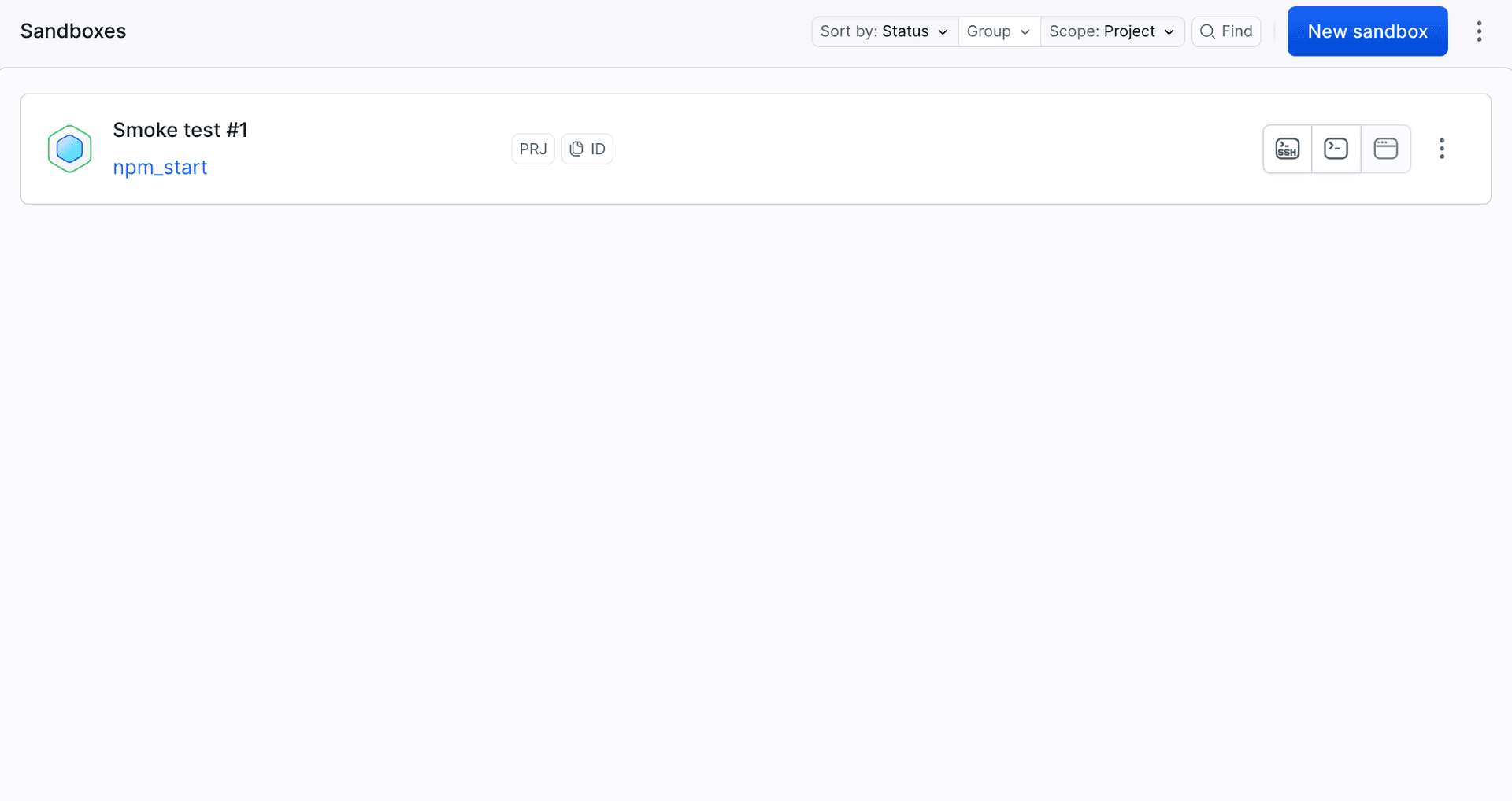 Smoke test sandbox with the app running