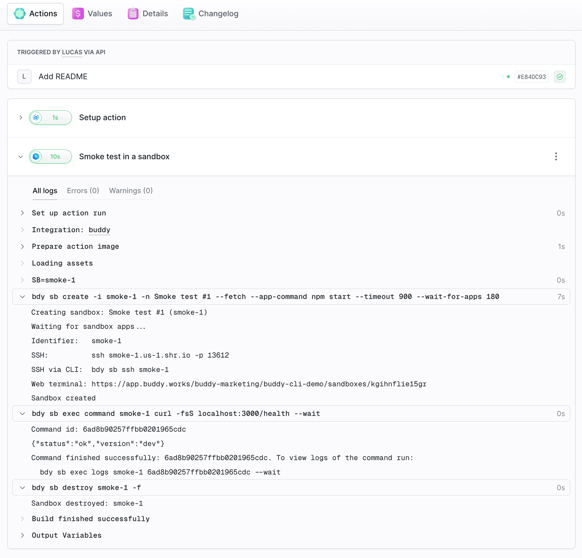 Smoke test logs