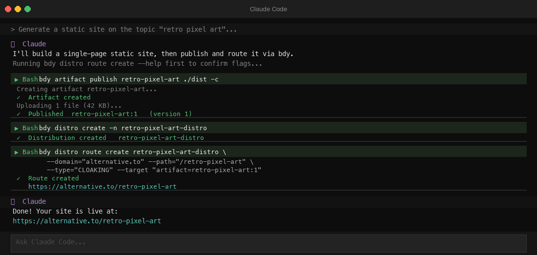 Claude Code running bdy commands