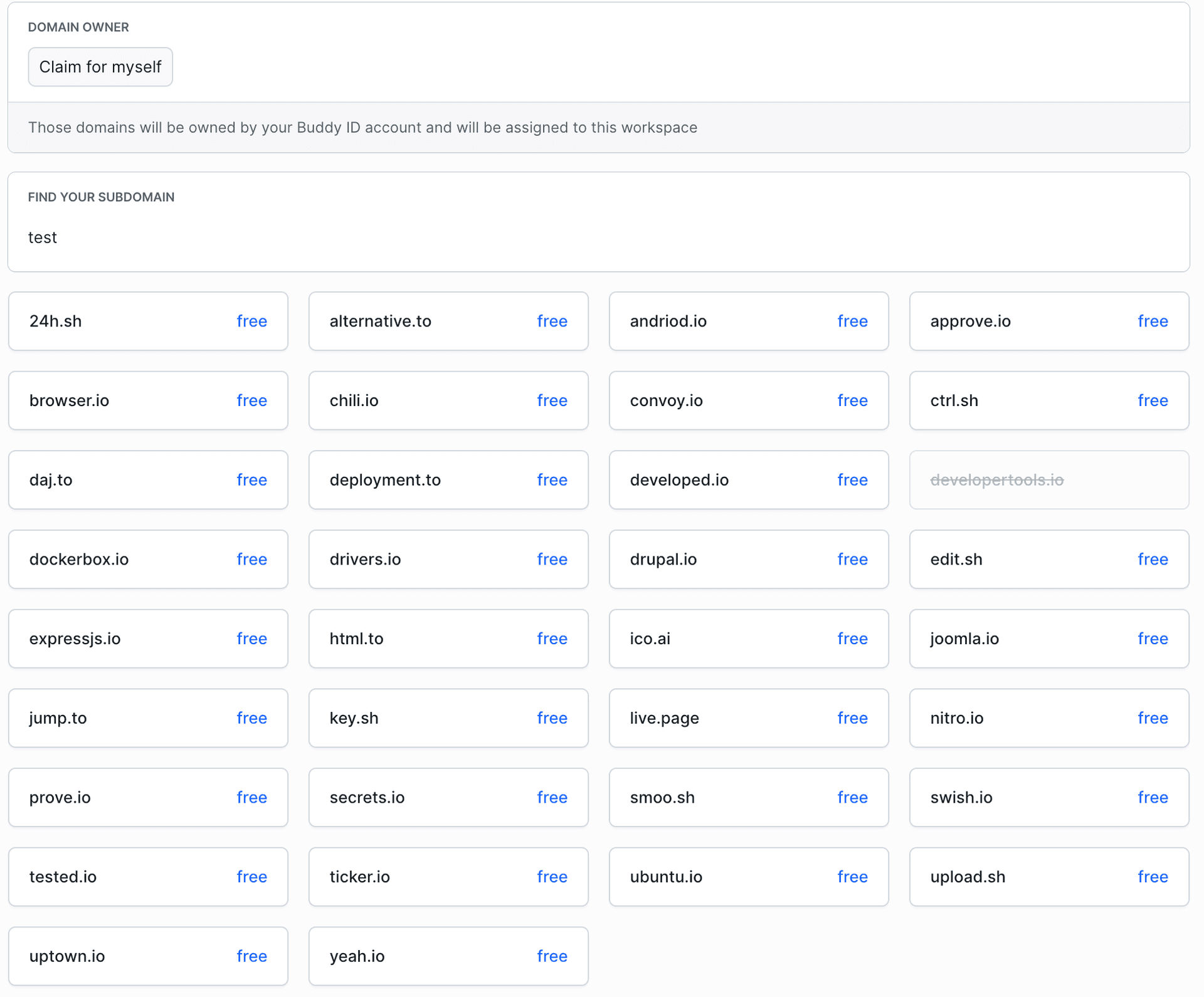 Claim a subdomain