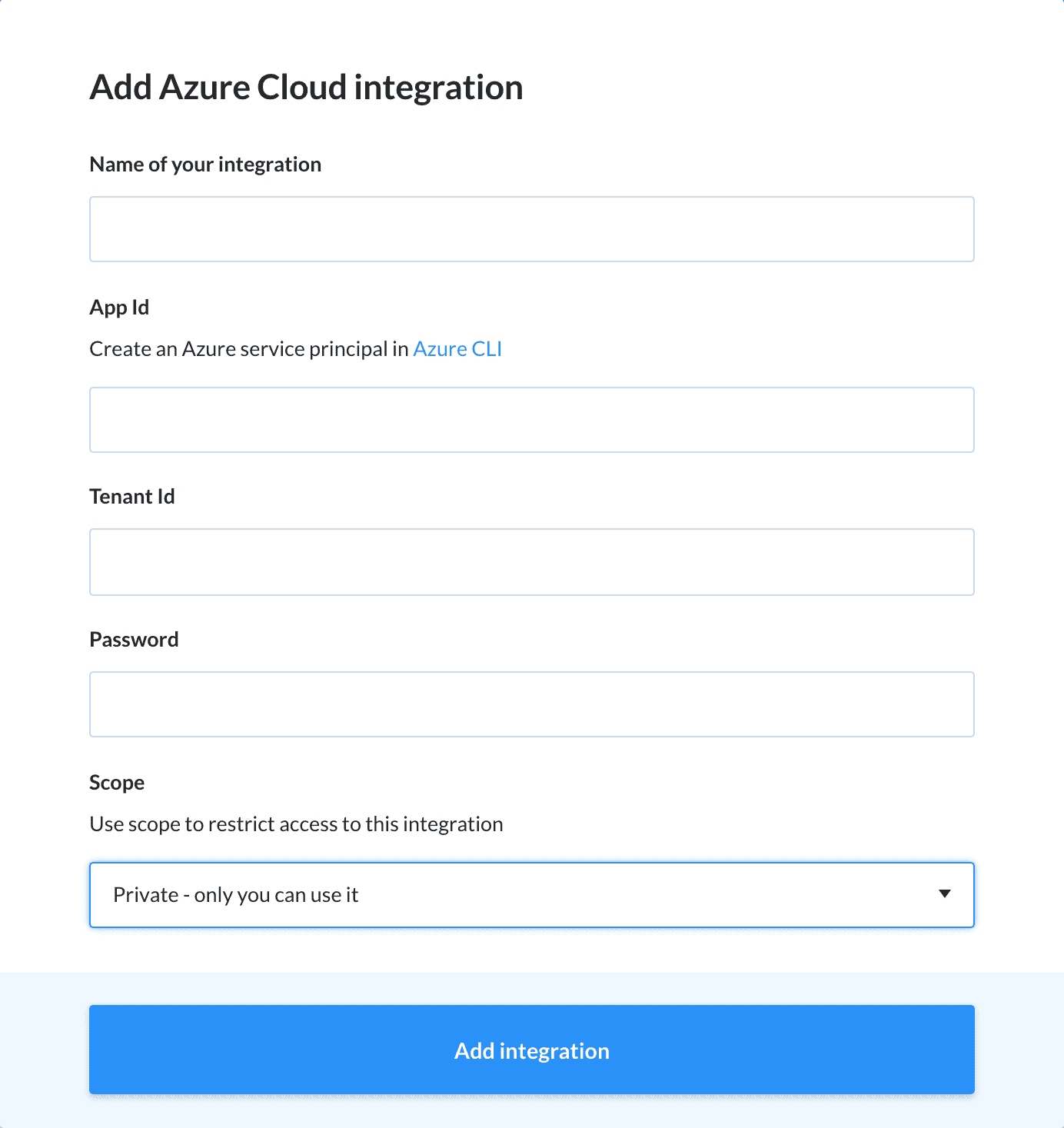 Adding Azure Cloud integration