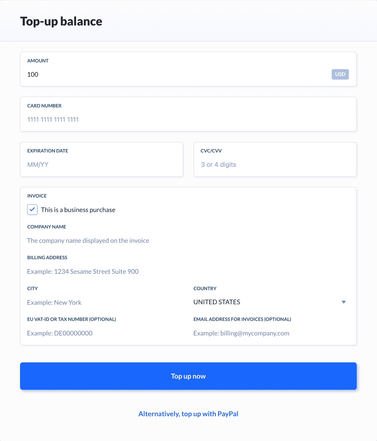 Top-up overview