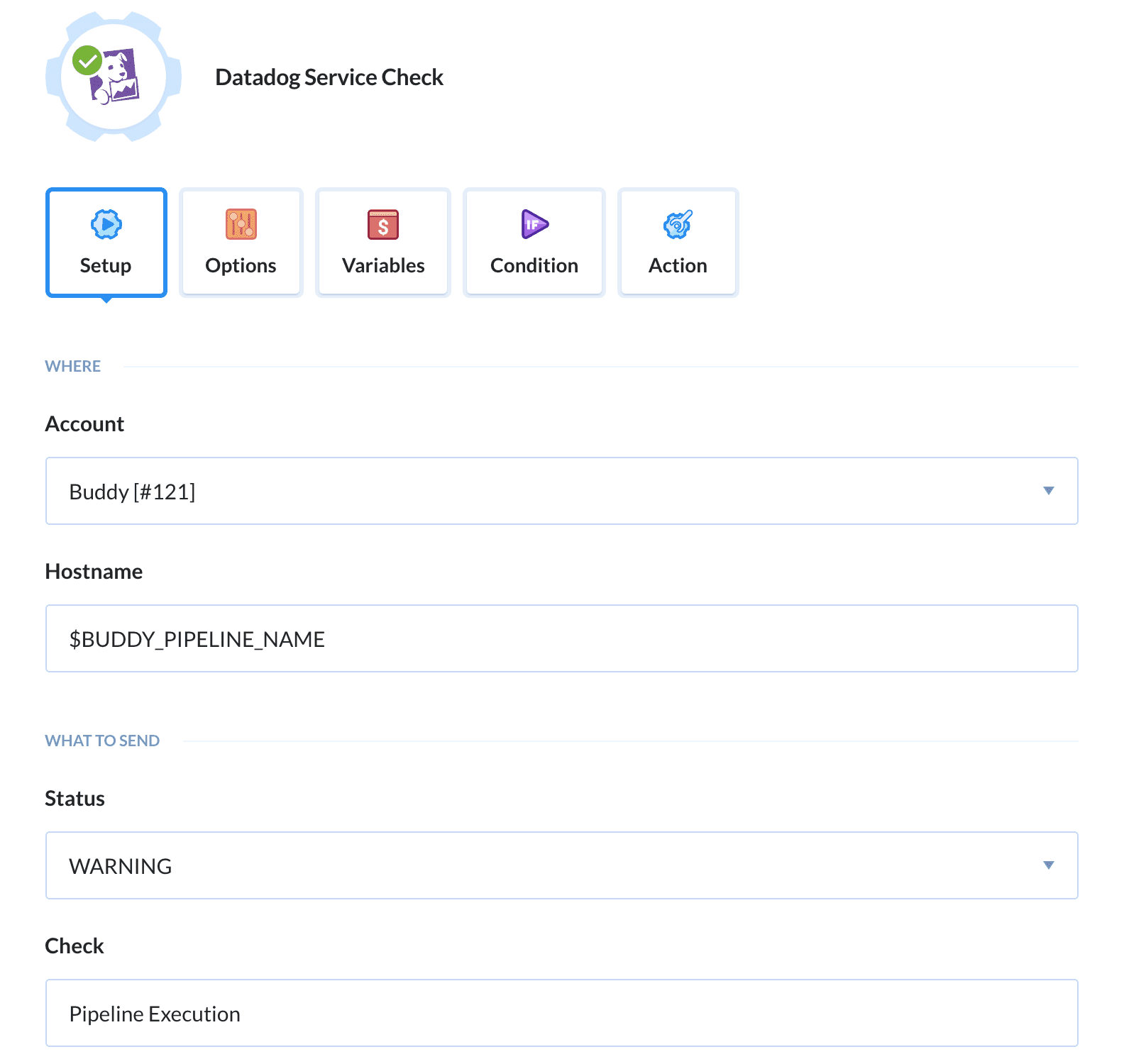 Configuring Datadog action