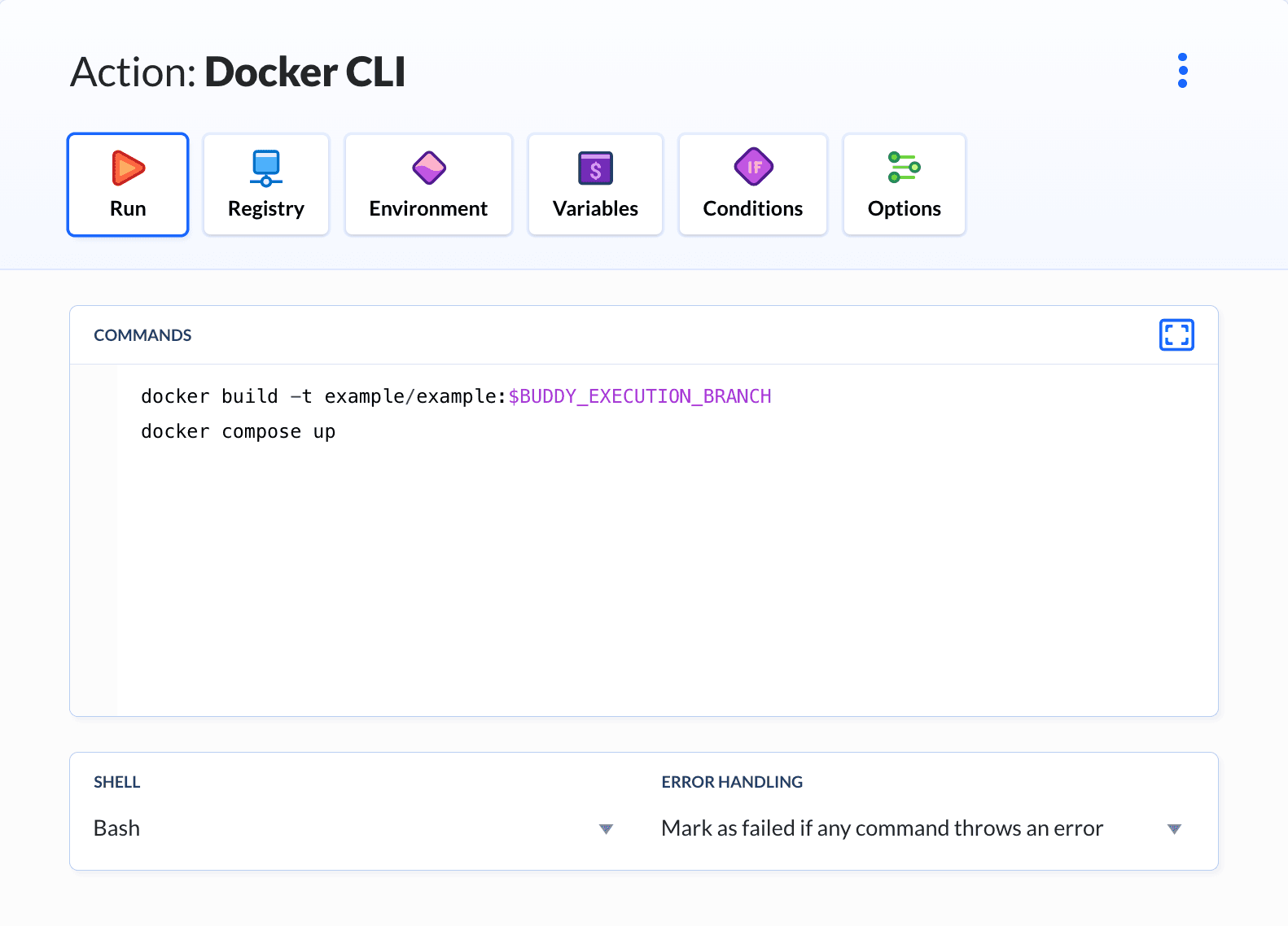 Docker CLI command tab