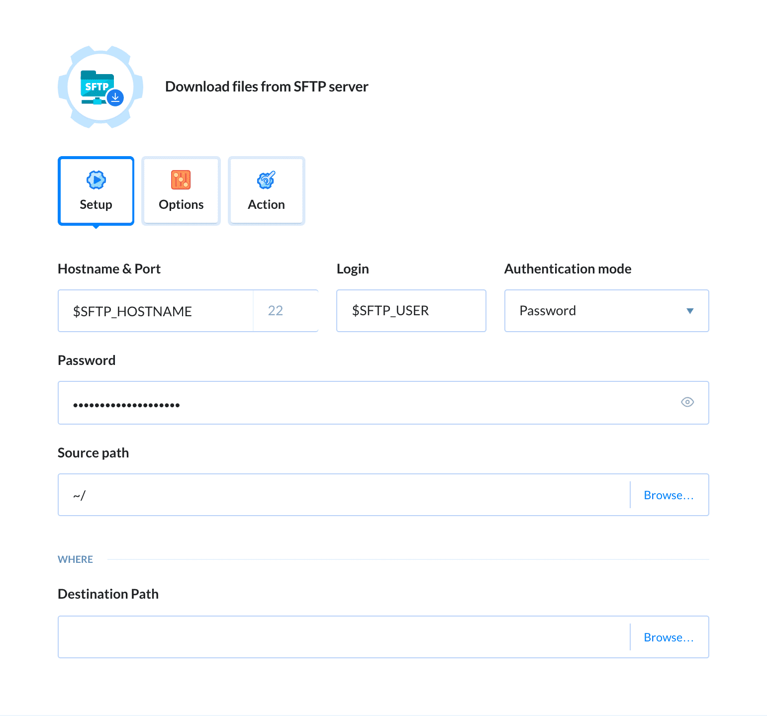 SFTP download configuration