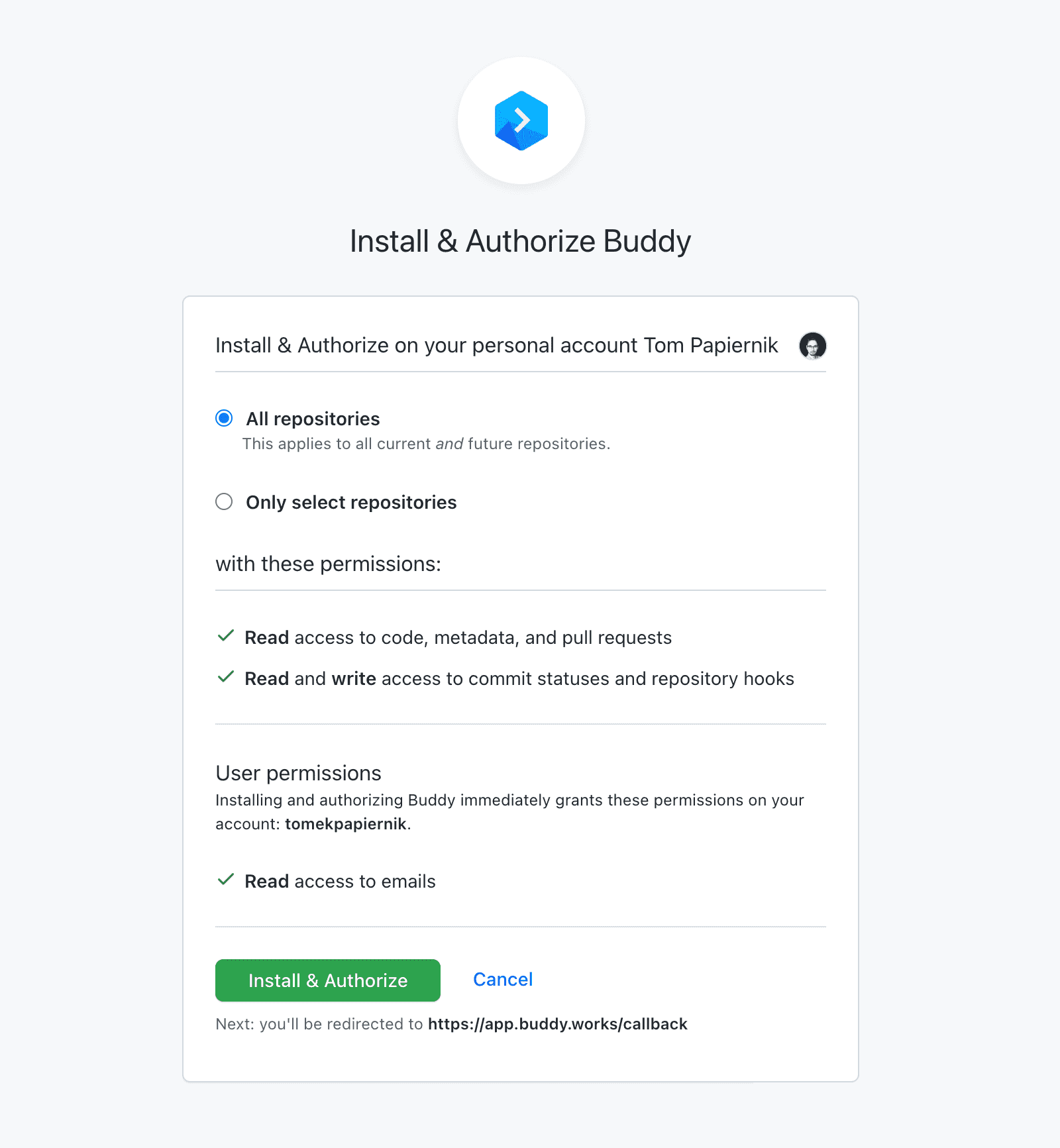 Selecting the scope of repository access