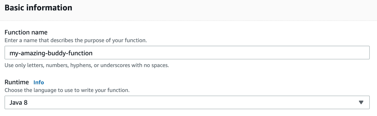 Lambda basic info