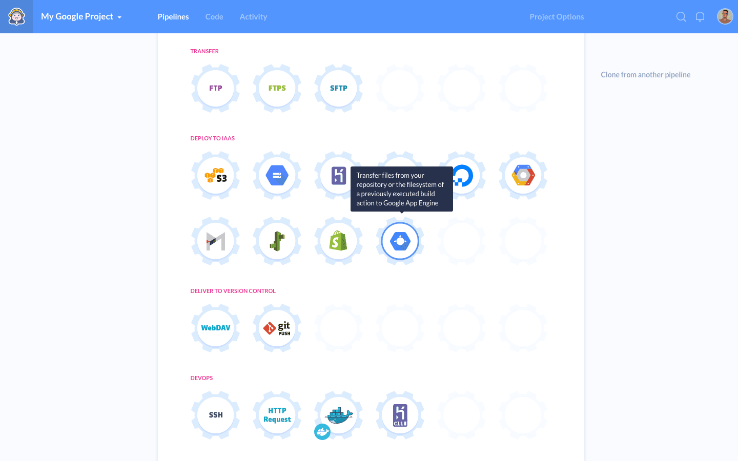 Location of Google App Engine action