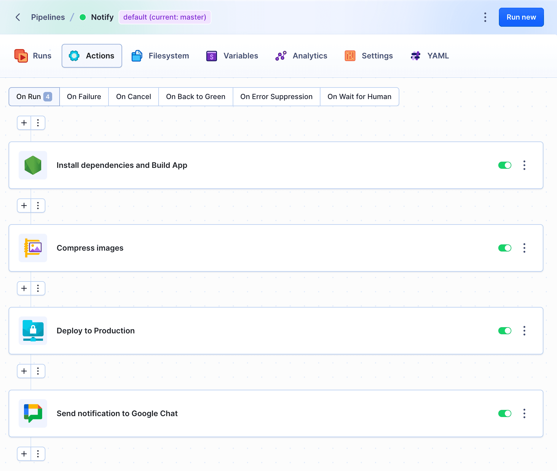 Example pipeline with Google Chat notification