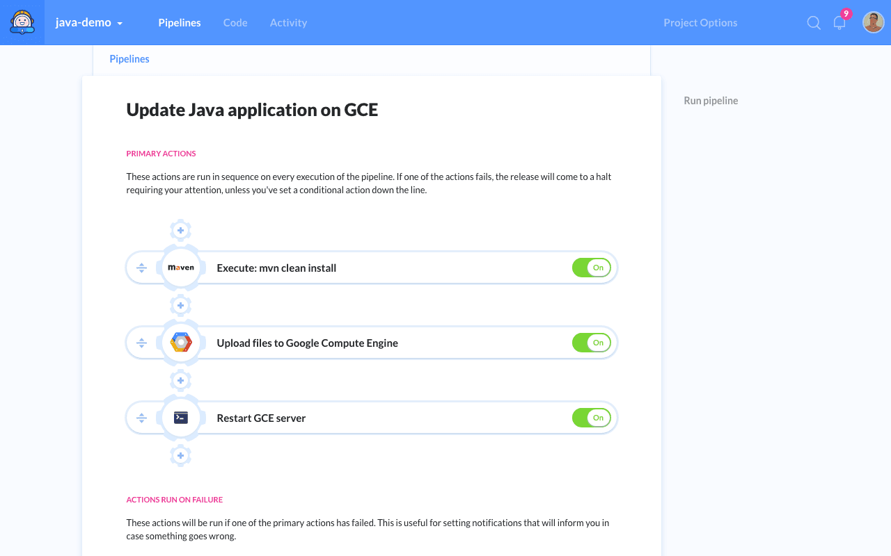 Example pipeline with GCE deployment