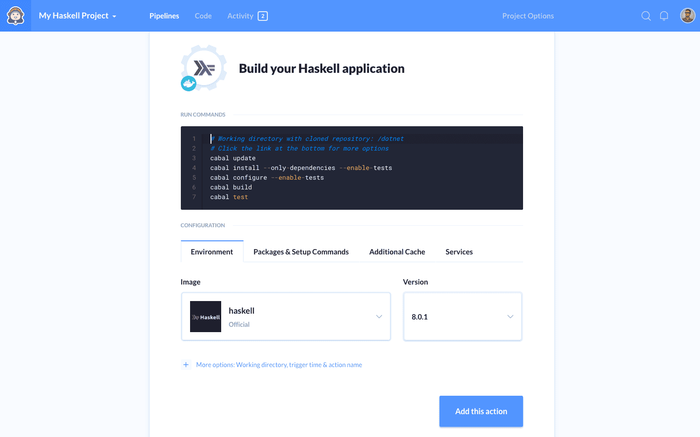 Haskell action details