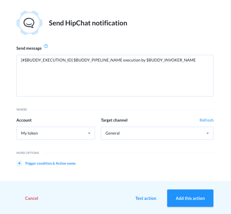 HipChat action details