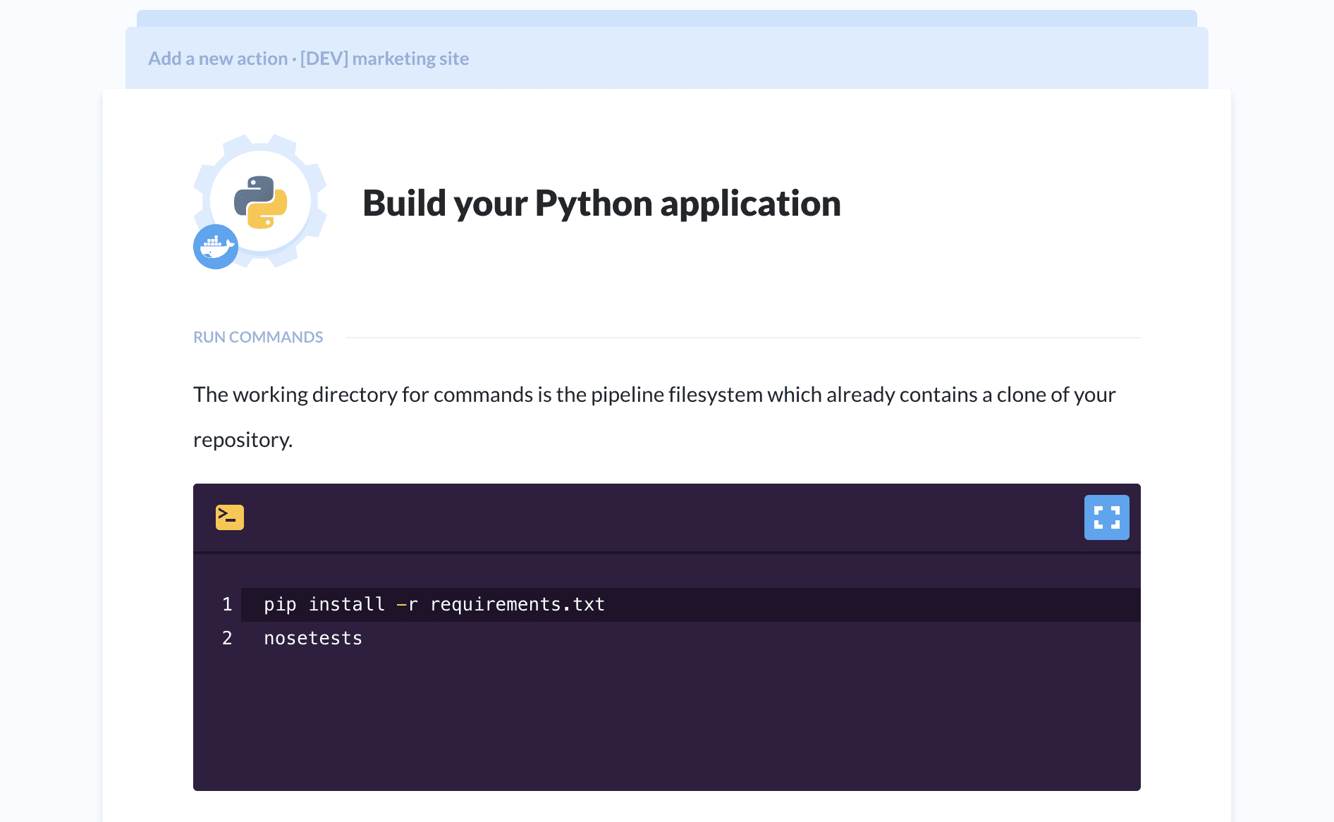 Python action details