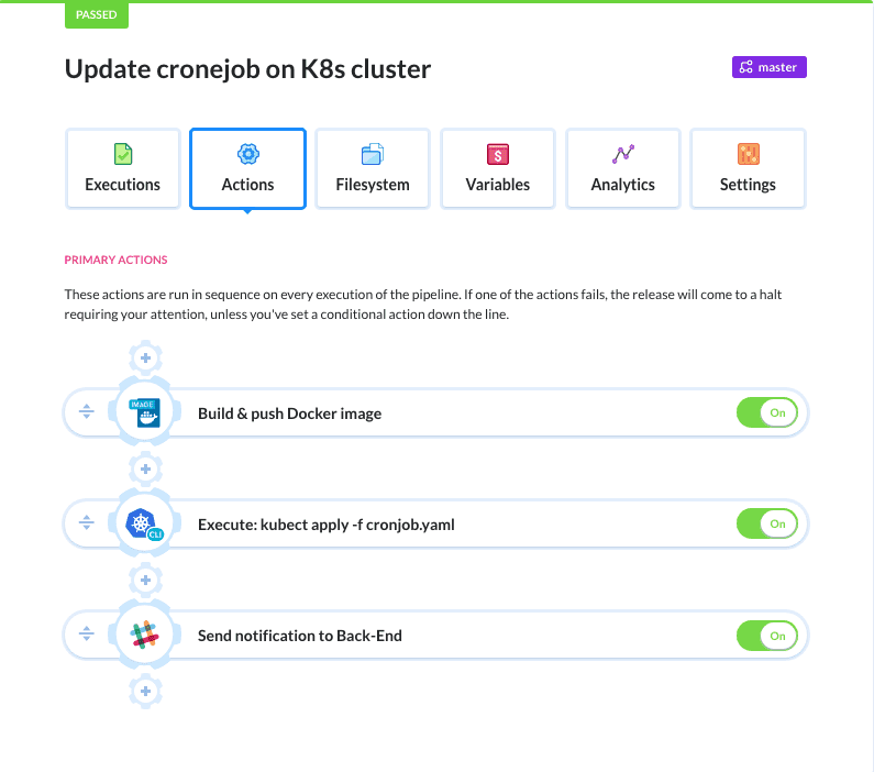 Kubernetes actions