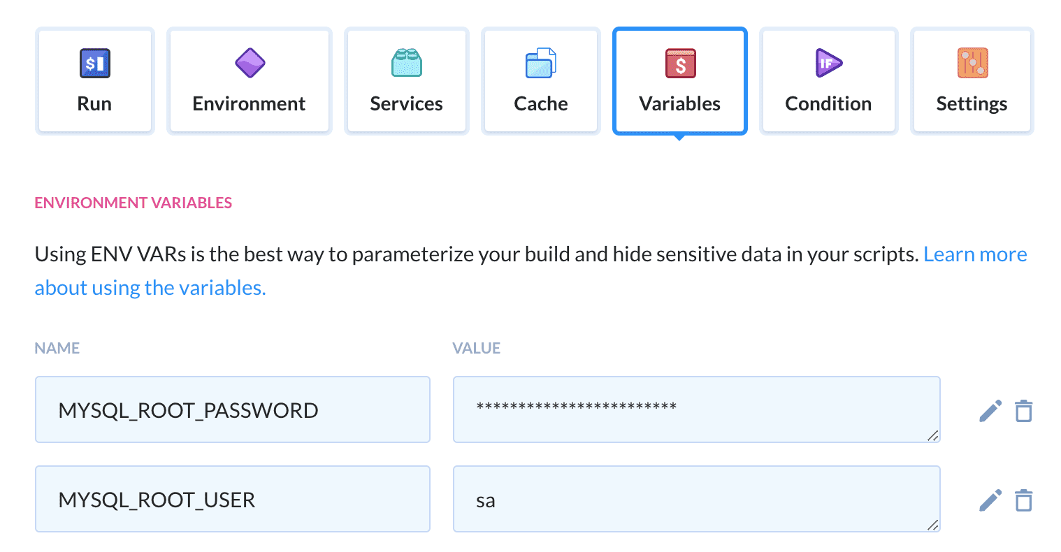 Variables tab