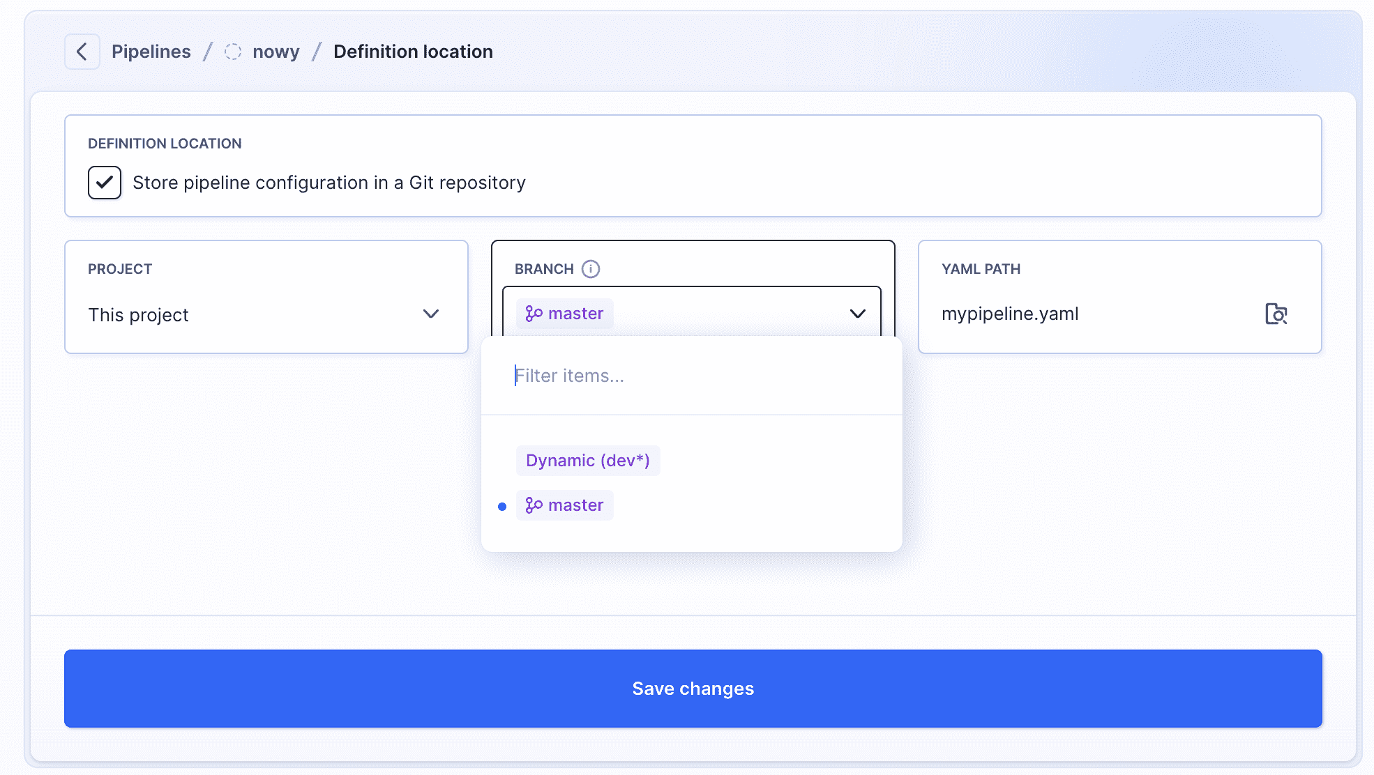 YAML branch choice menu