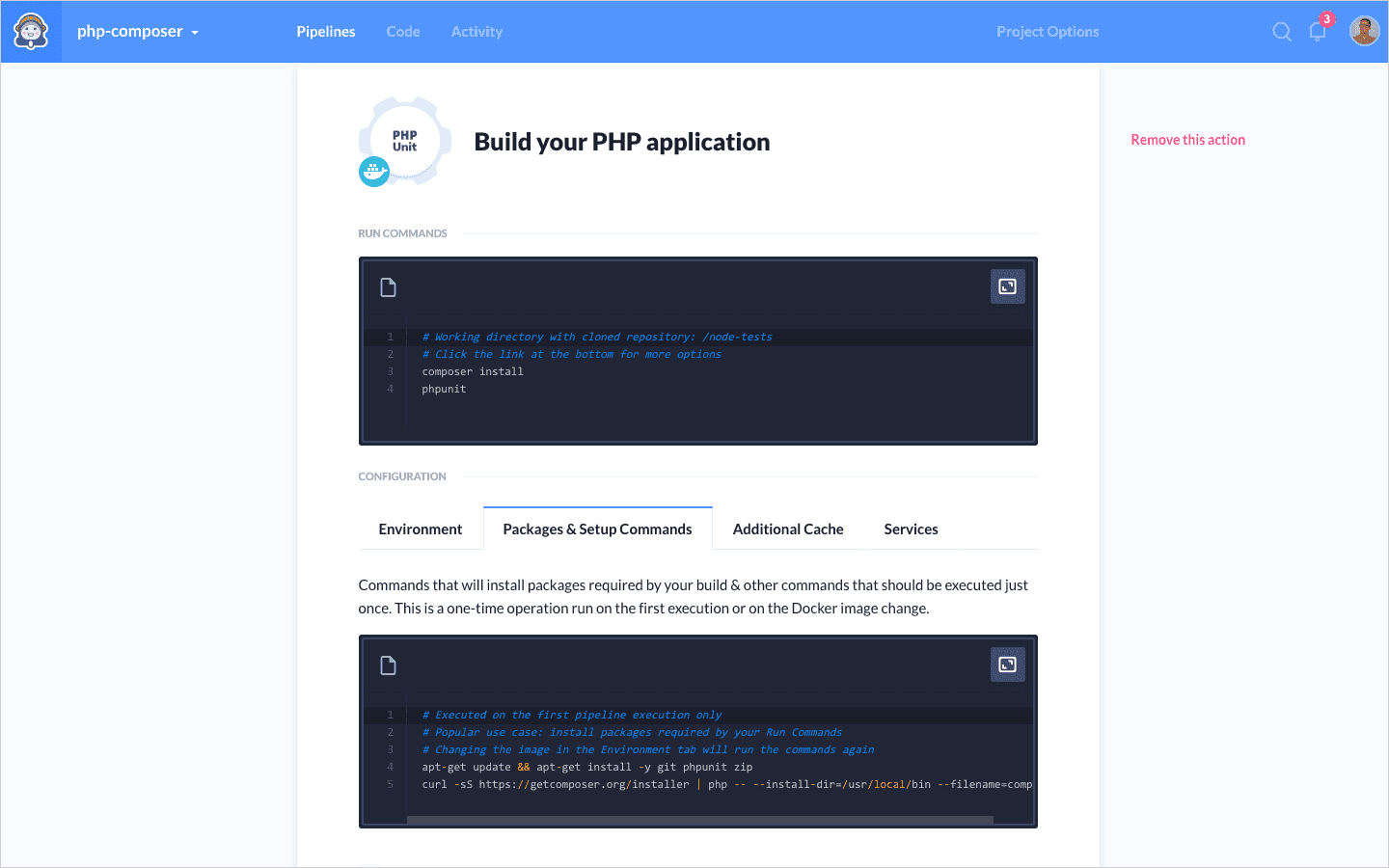 PHPUnit action details