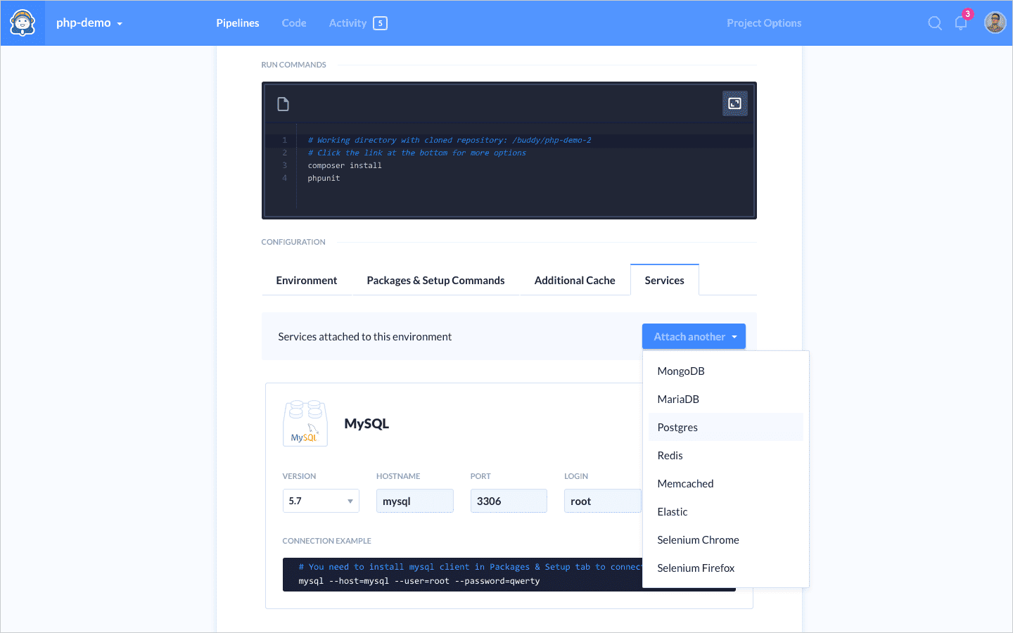 Attaching database