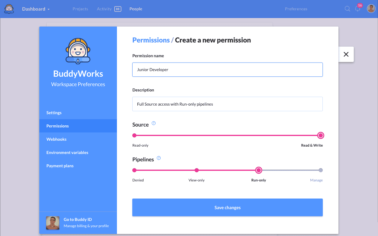 Setting custom permissions