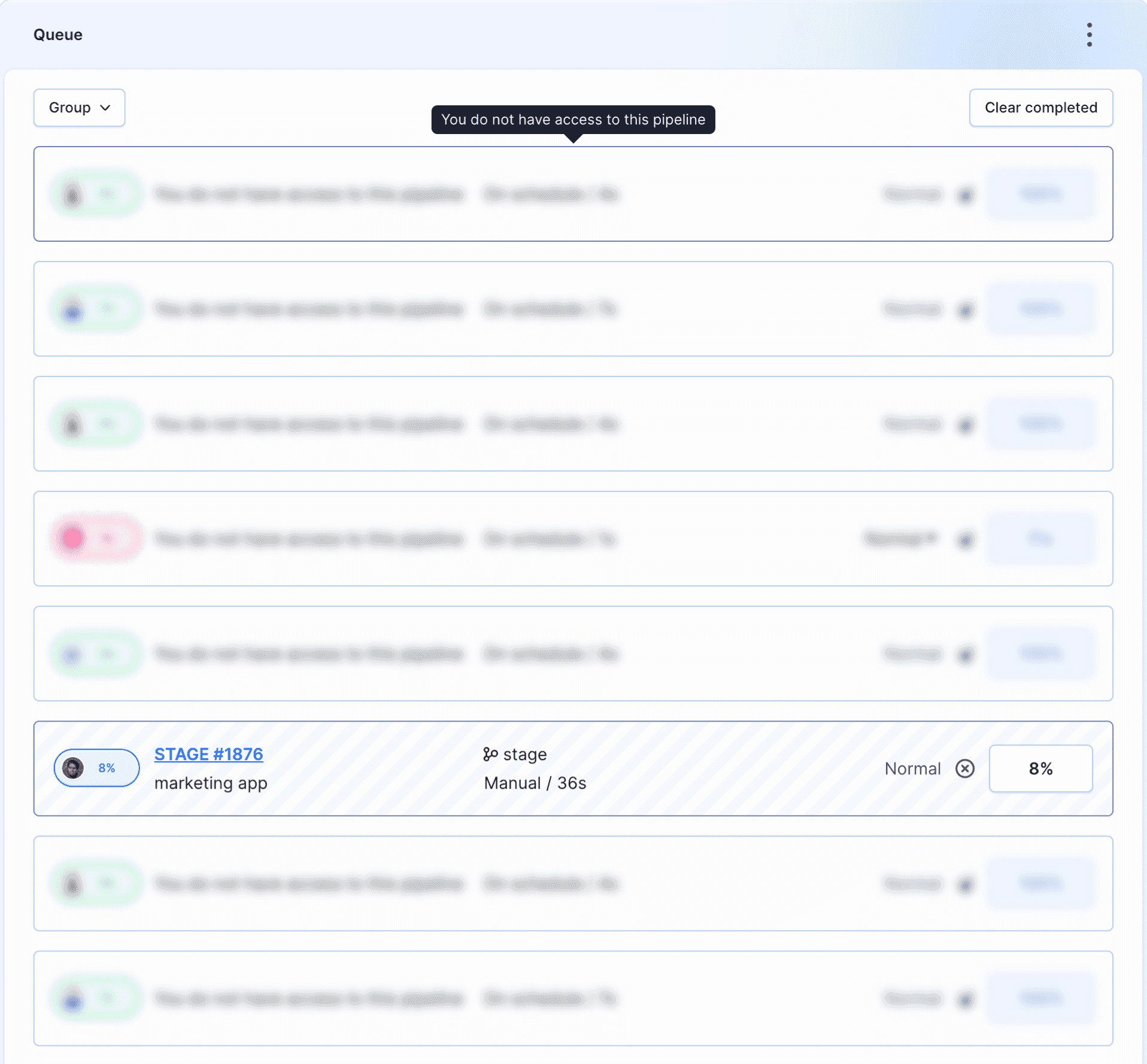 Pipeline queue