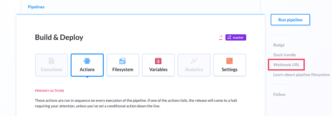 Entering Webhook settings