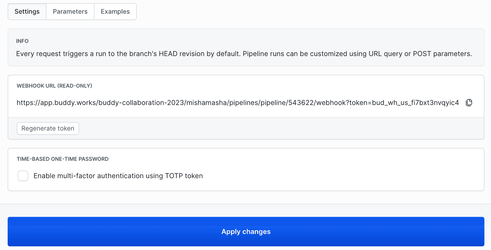 Webhook settings