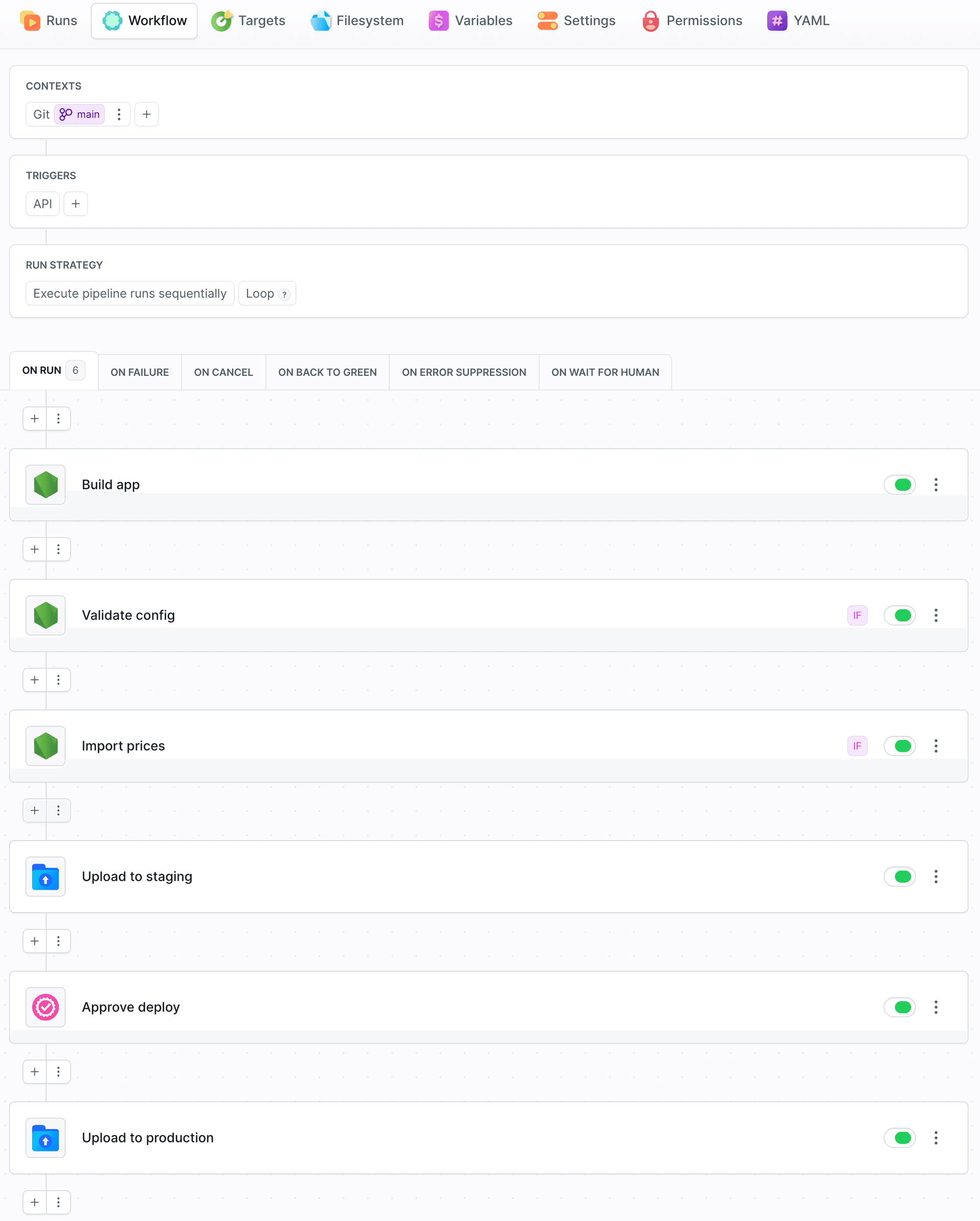 Pipeline with payload conditions