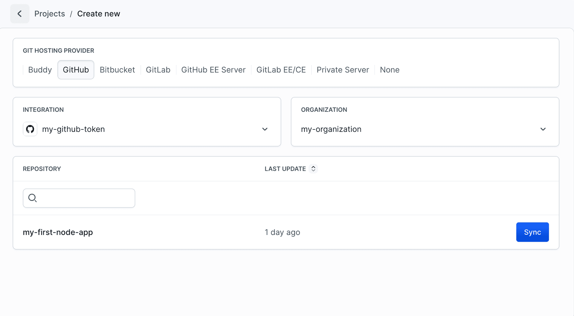 Creating a new project
