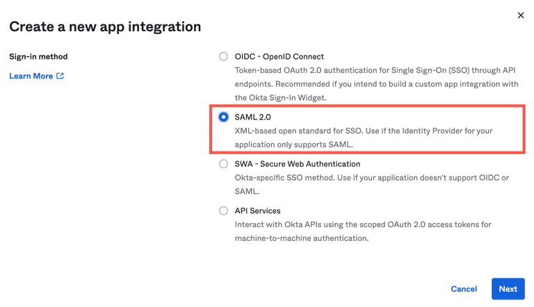 Okta SAML 2.0 SSO Integration - Identity Provider Setup | Docs