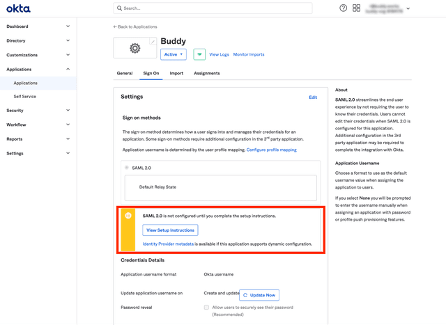 Okta SAML 2.0 SSO Integration - Identity Provider Setup | Docs