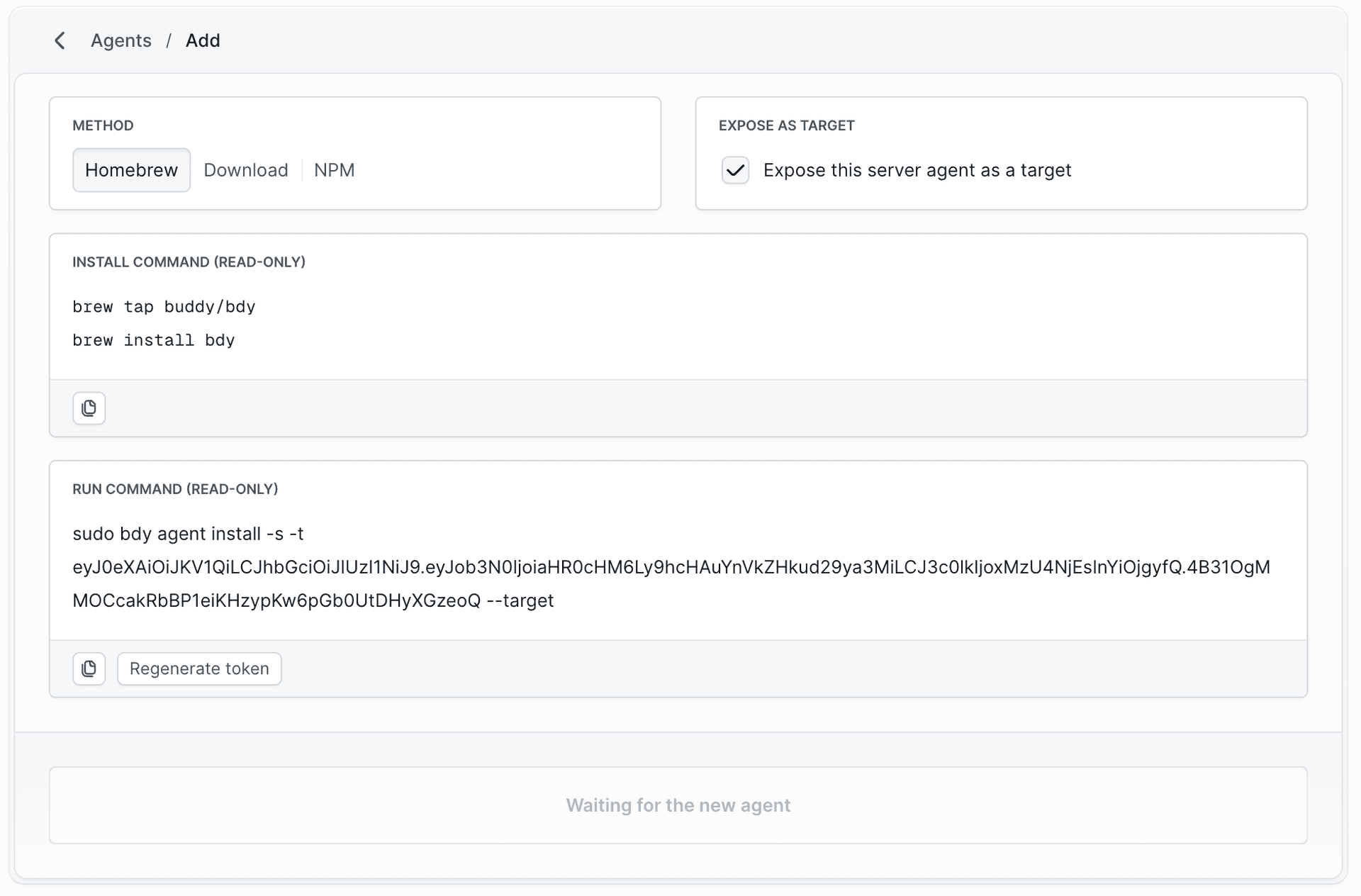Agent token