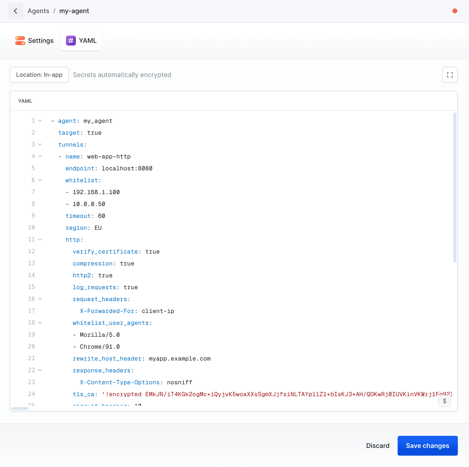 Edit Agent by YAML