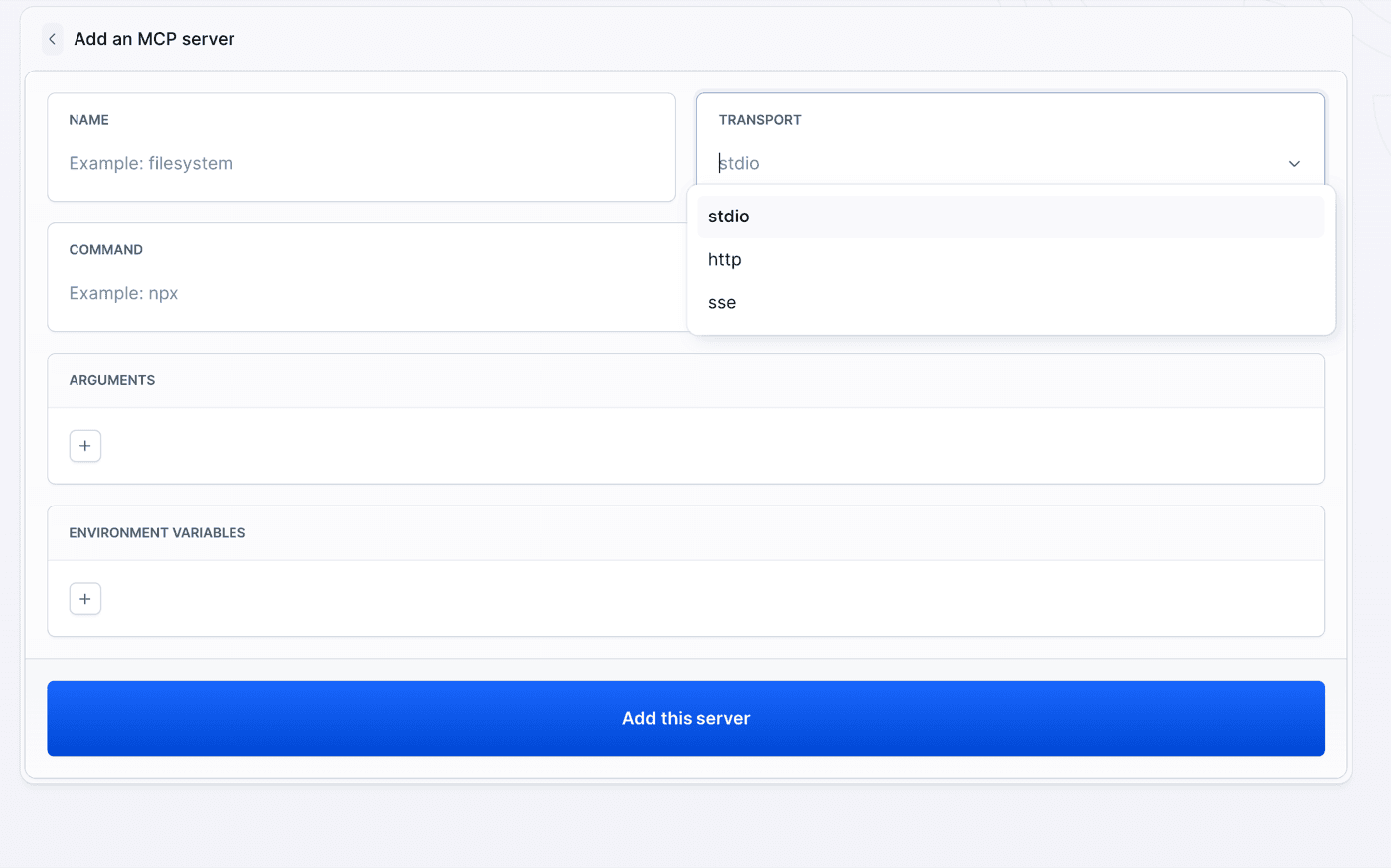 MCP server configuration in the Grok action
