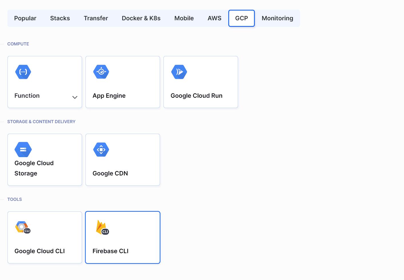 Firebase CLI action in the action list