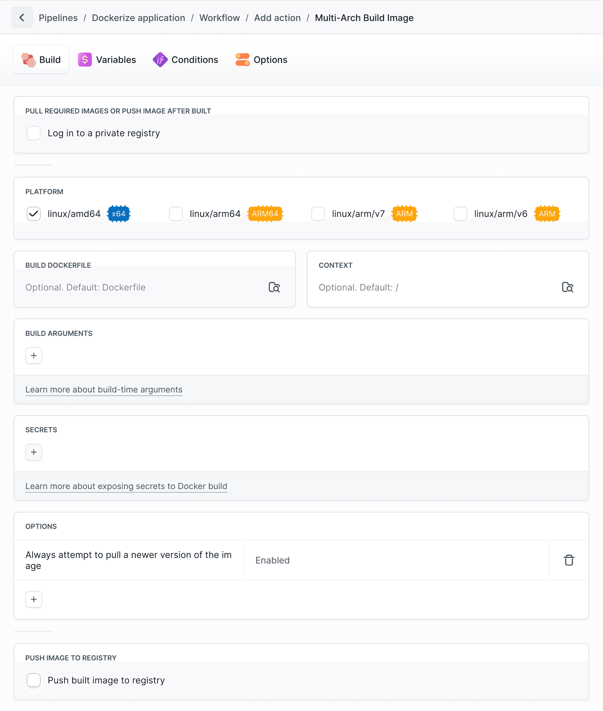 Choosing target platform for multi-arch Docker images
