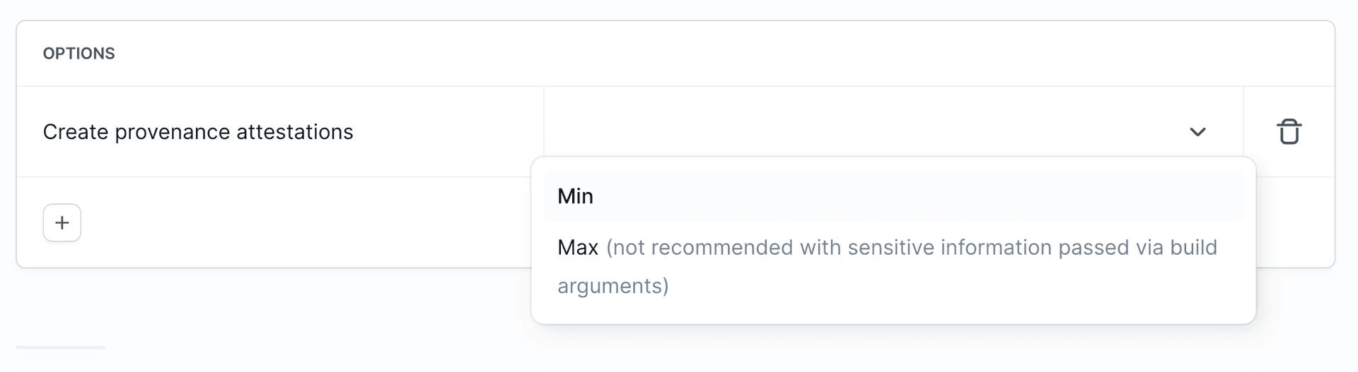 Provenance settings
