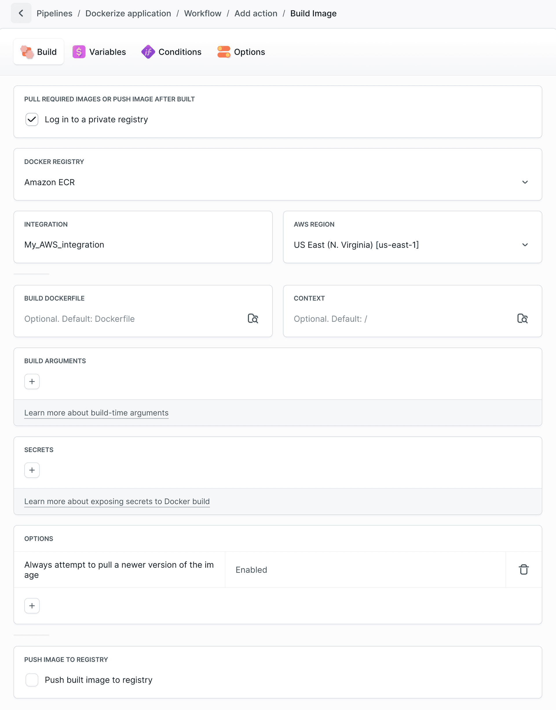 Selecting Docker registry